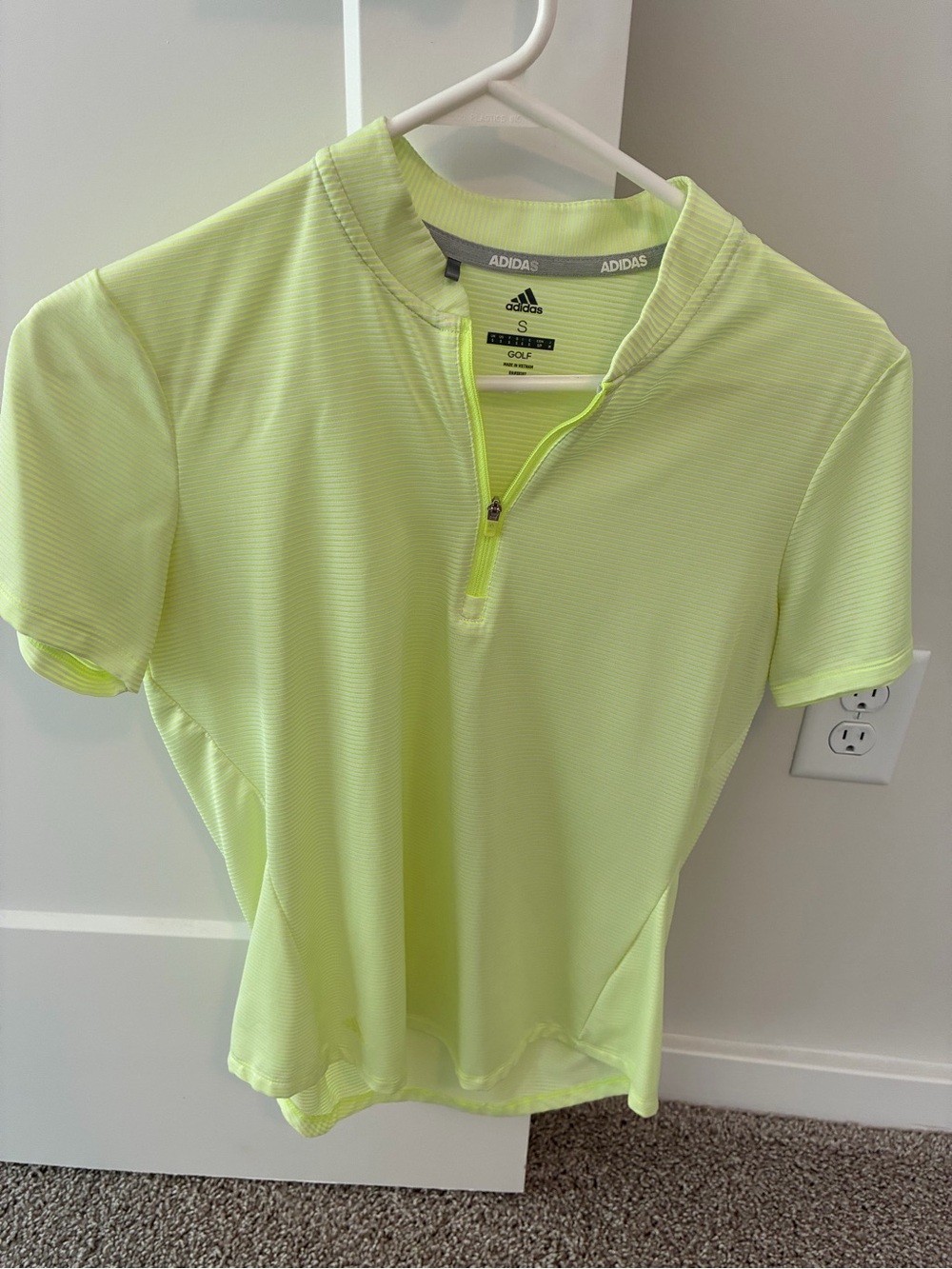 adidas Neon Yellow Quarter-Zip Golf Polo